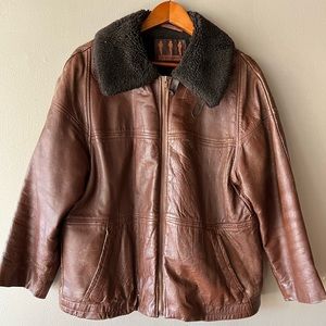 Vintage Leather Sherpa Bomber Jacket || Robert Lewis